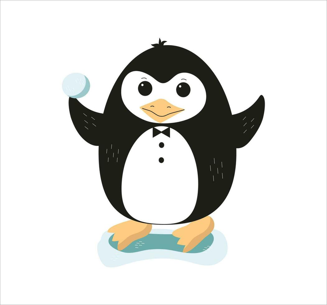 carino poco pinguino. vettore piatto cartone animato illustrazione isolato su bianca. carattere, antartico animale, polare uccello. mondo pinguino giorno. vettore illustrazione su isolato sfondo.
