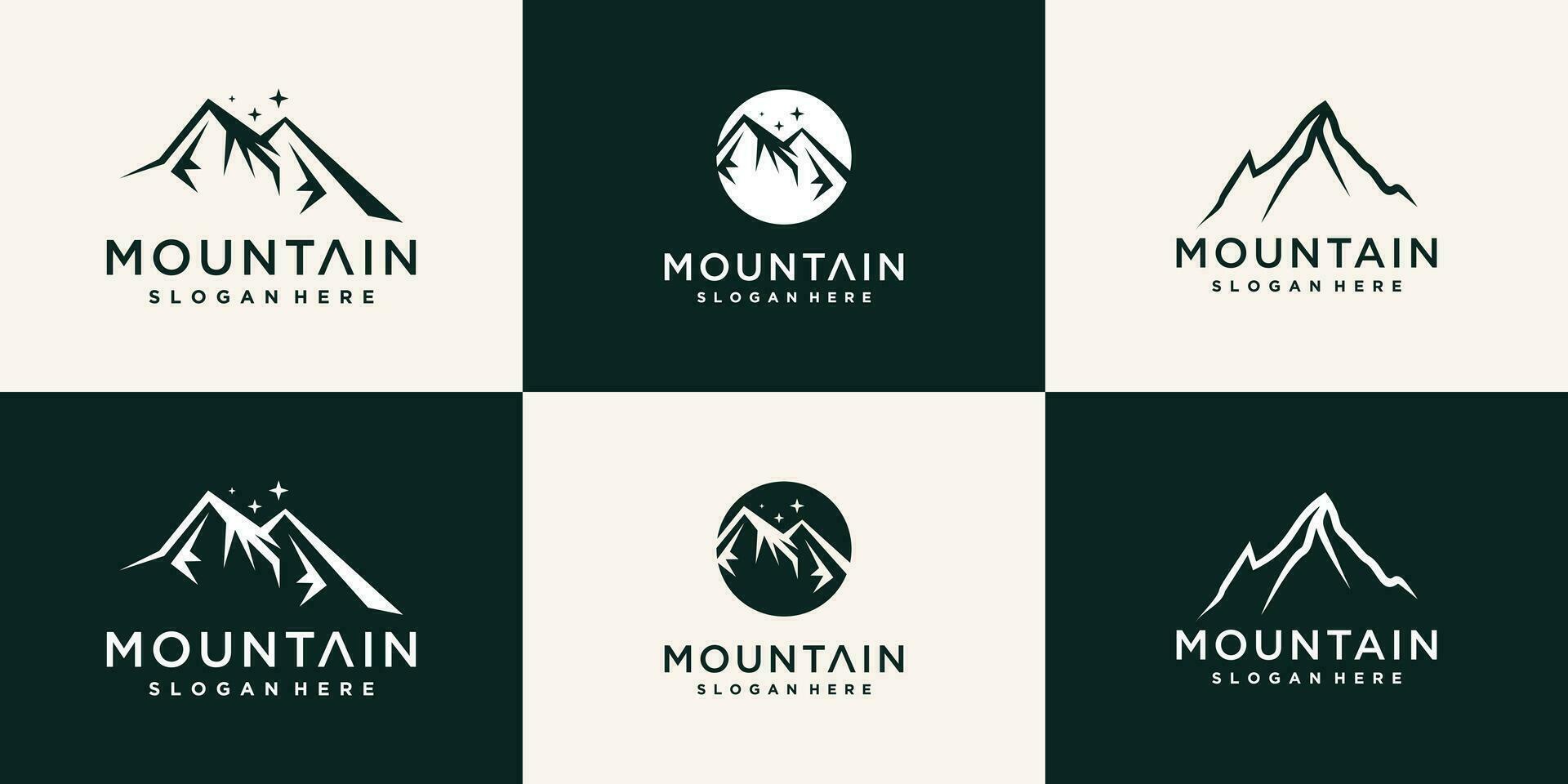 montagna logo design fascio con creativo unico premio vettore premio vettore