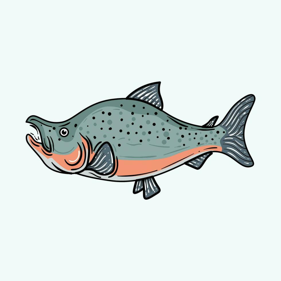 salmone pesce cartone animato illustrazione vettore