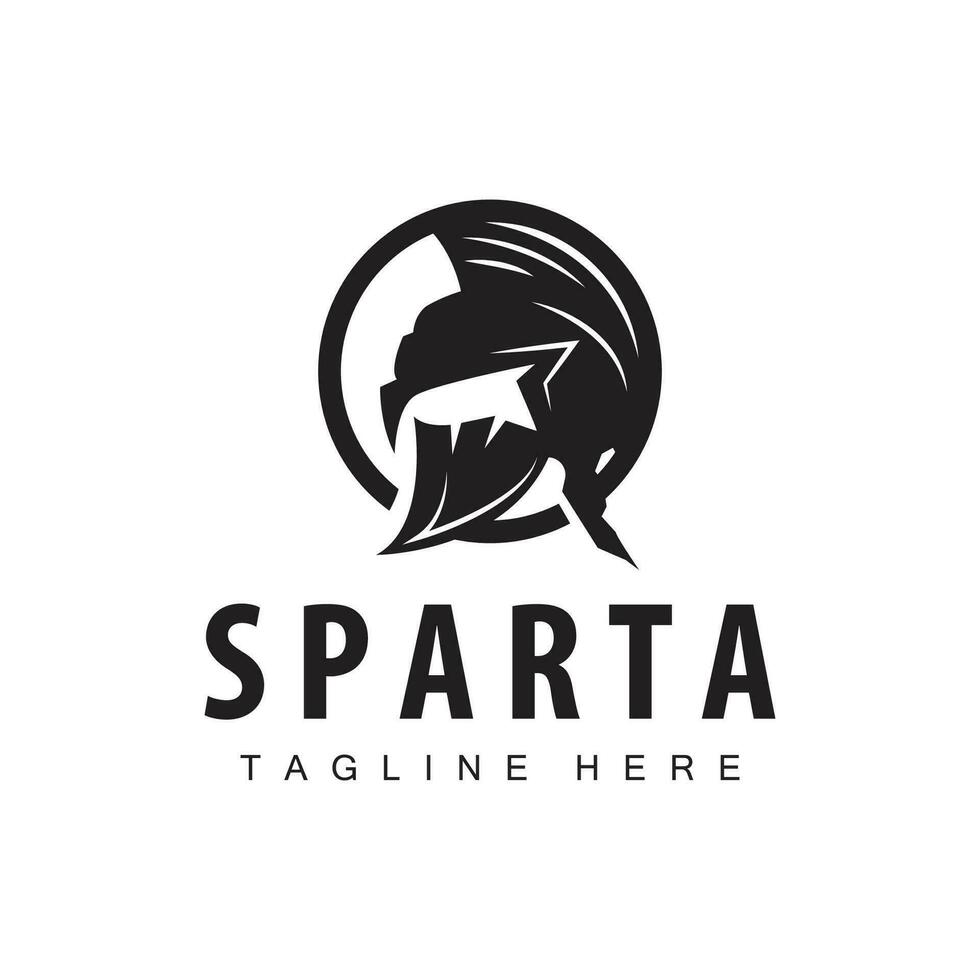 spartano logo, barbaro guerriero distintivo design semplice silhouette spartano guerra casco vettore