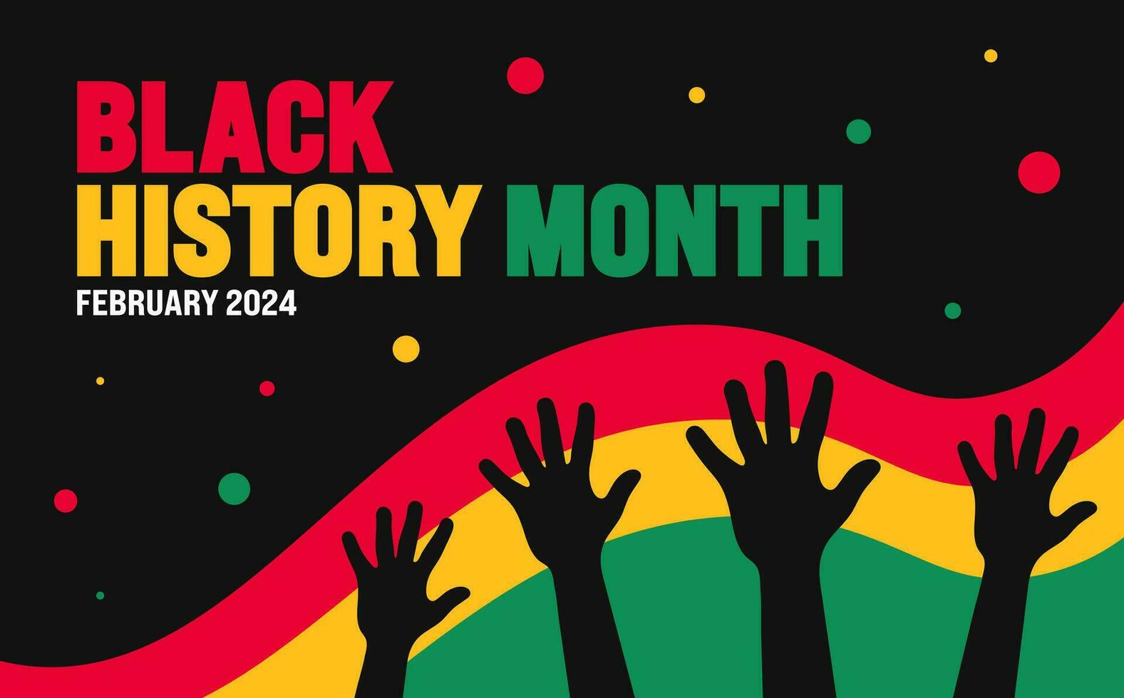 africano americano nero storia mese colorato lettering tipografia con protesta energia forte mano sollevato sfondo celebre febbraio nel unito stato e Canada. juneteenth indipendenza giorno. Kwanzaa vettore