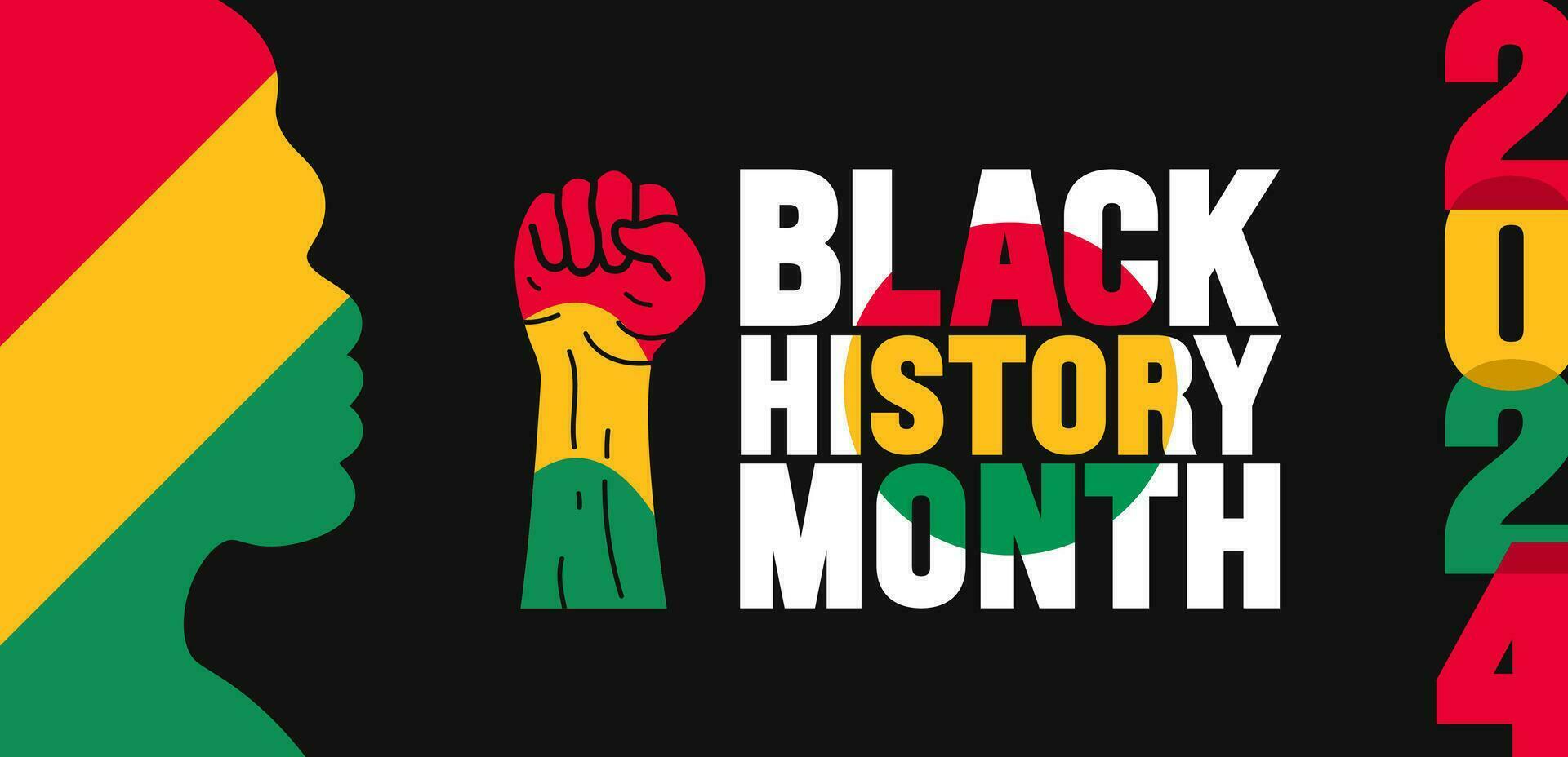 africano americano nero storia mese colorato lettering tipografia con neo geometrico senza soluzione di continuità modello sfondo. juneteenth indipendenza giorno. kanzaa. celebre febbraio nel unito stato e Canada. vettore