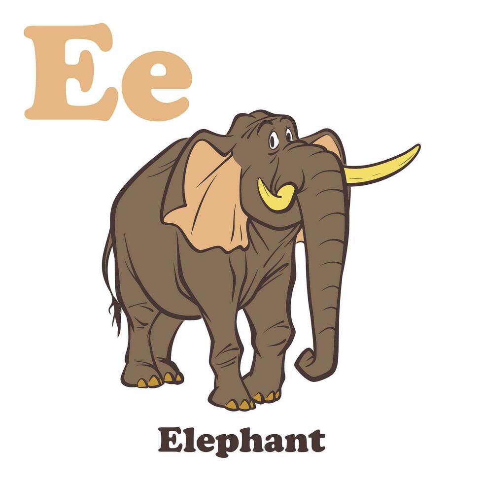 elefante alfabeto cartone animato personaggio per bambini vettore