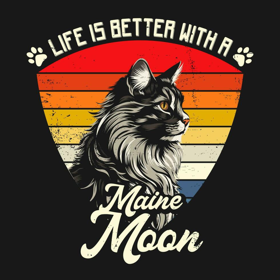 Maine coon gatto razza maglietta design vettore