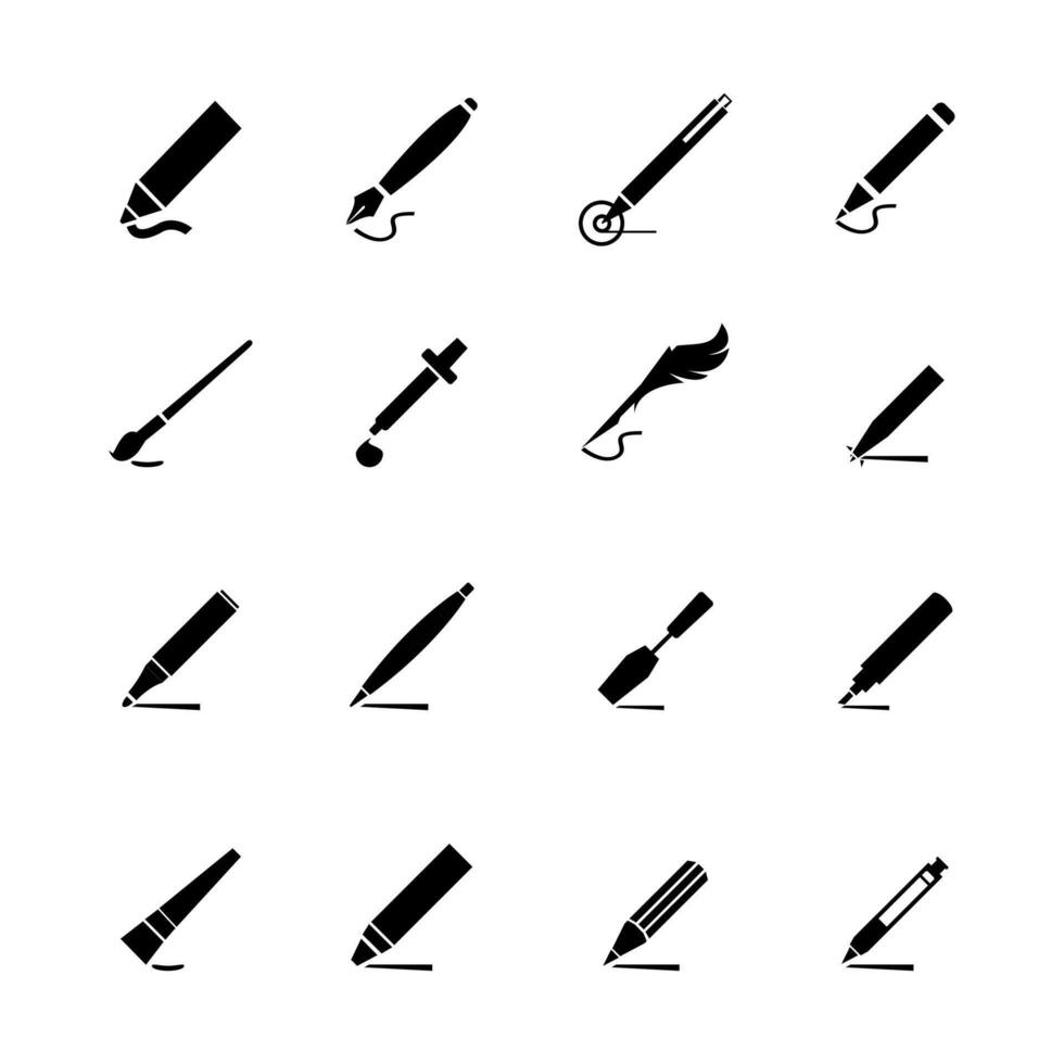 inchiostro penna o inchiostro vettore icona impostato