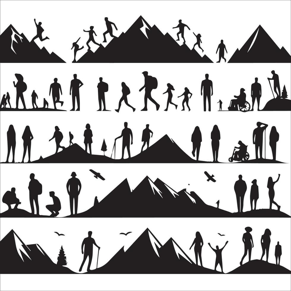 montagna scalatore silhouette vettore design