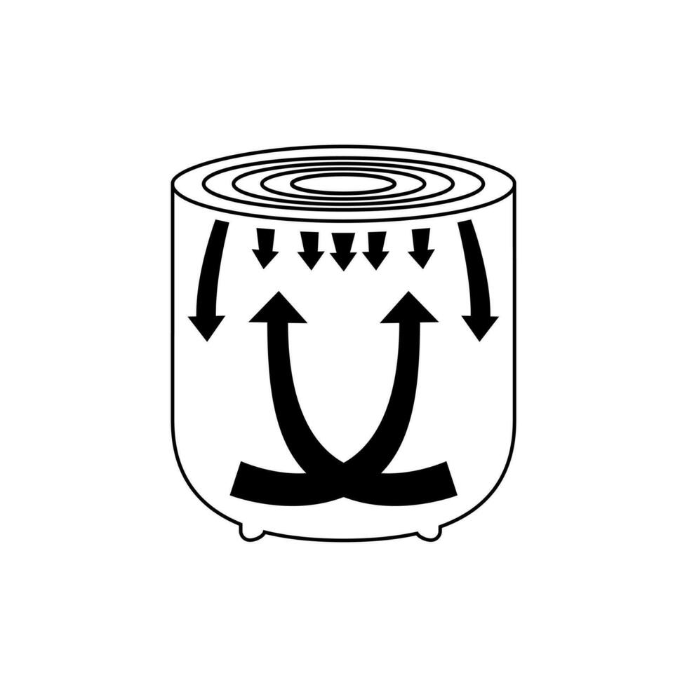 nero e bianca operativo diagramma di il dentro di un aria friggitrice. vettore illustrazione. Manuale Istruzioni per uso.