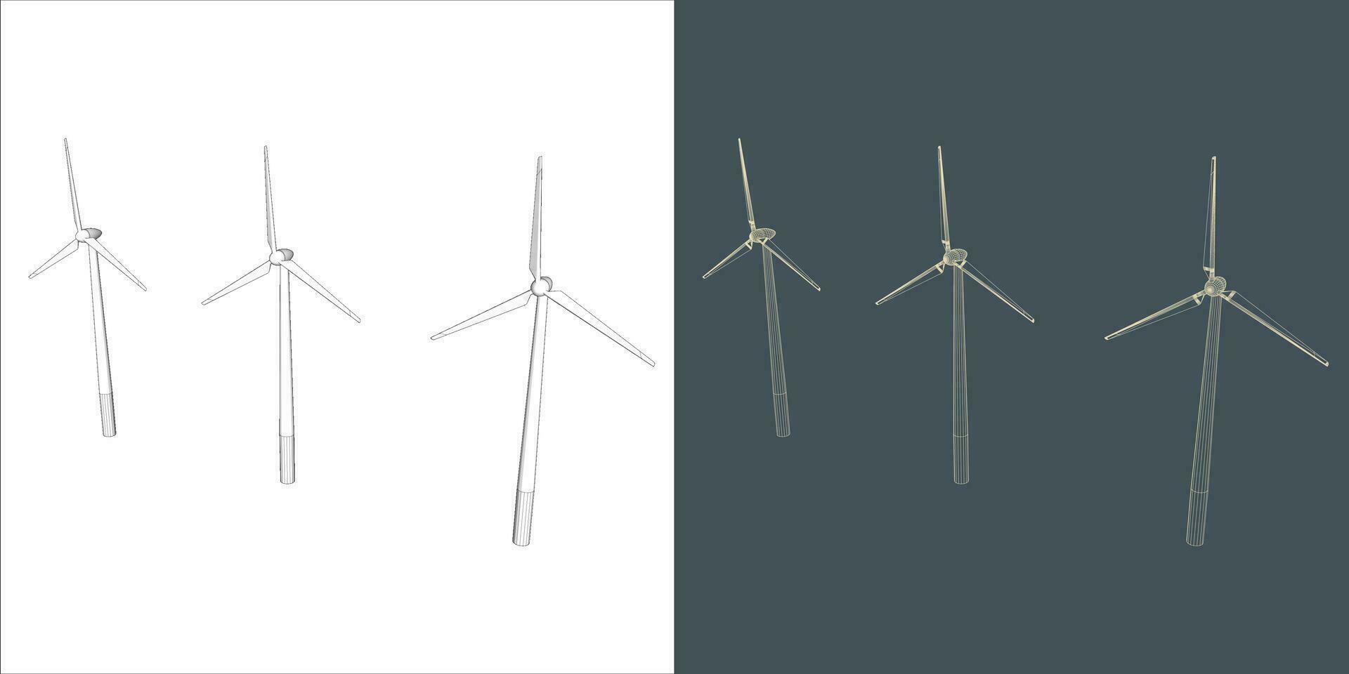 vettore mulino a vento vento turbina linea wireframe stile . alternativa rinnovabile energia Generatore - verde energia