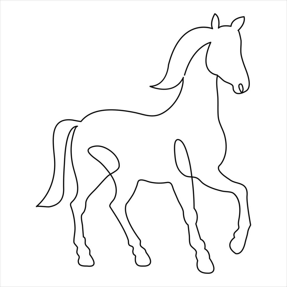 continuo uno linea mano design cavallo animale minimalismo stile e schema vettore arte illustrazione simbolo