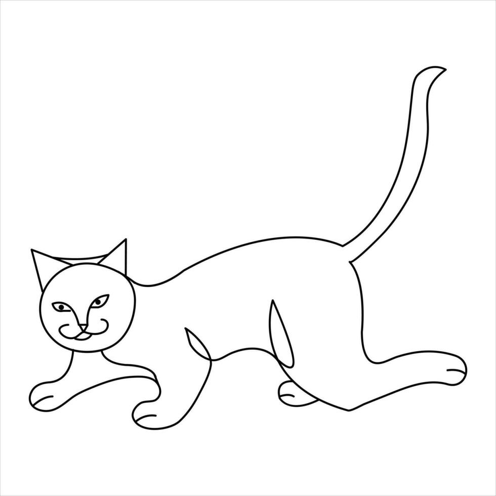 continuo uno linea gatto animale domestico animale schema arte vettore illustrazione e minimalista disegno