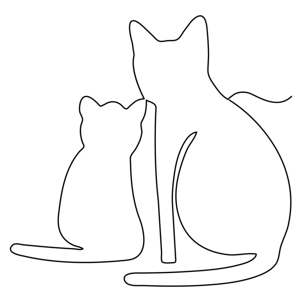 gatto animale domestico animale singolo linea arte disegno continuo schema vettore arte illustrazione minimalista