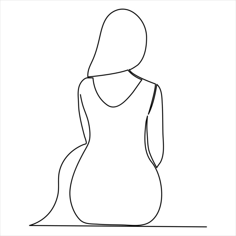 continuo singolo linea arte disegno contento donna giorno e bellissimo donna su linea vettore