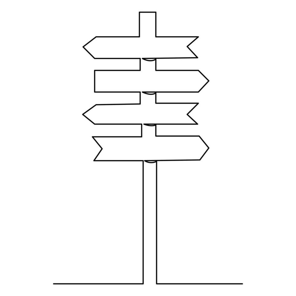 strada direzione continuo uno linea disegno di cartello stradale frecce per il sinistra e giusto schema vettore illustrazione