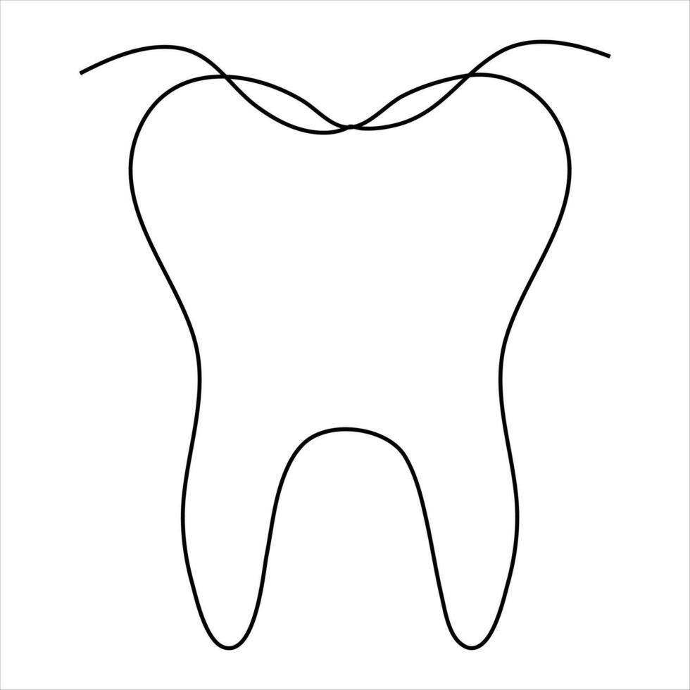 continuo singolo linea arte disegno dente schema vettore arte schizzo illustrazione e icona design