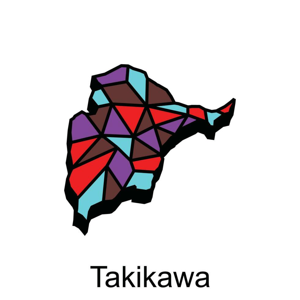 carta geografica città di takikawa design illustrazione, vettore simbolo, cartello, schema, mondo carta geografica internazionale vettore modello su bianca sfondo