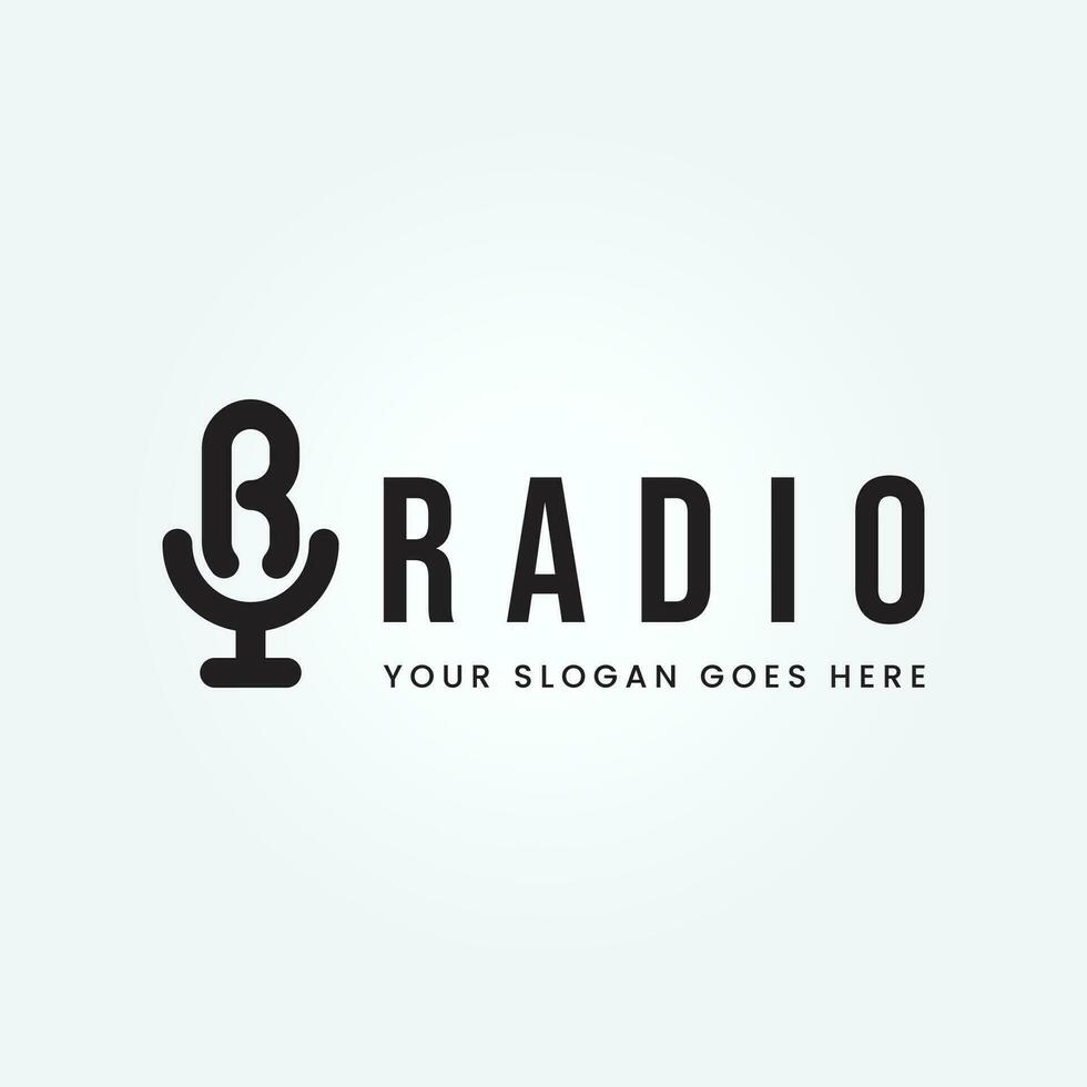 Podcast Radio logo design su lettera r design utilizzando microfono modello vettore illustrazione