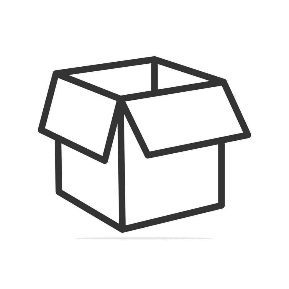 cartone scatole lato Visualizza vettore illustrazione. attività commerciale e carico oggetto icona concetto. consegna carico Aperto scatole vettore design con ombra. vuoto Aperto e cartone scatola icona design.