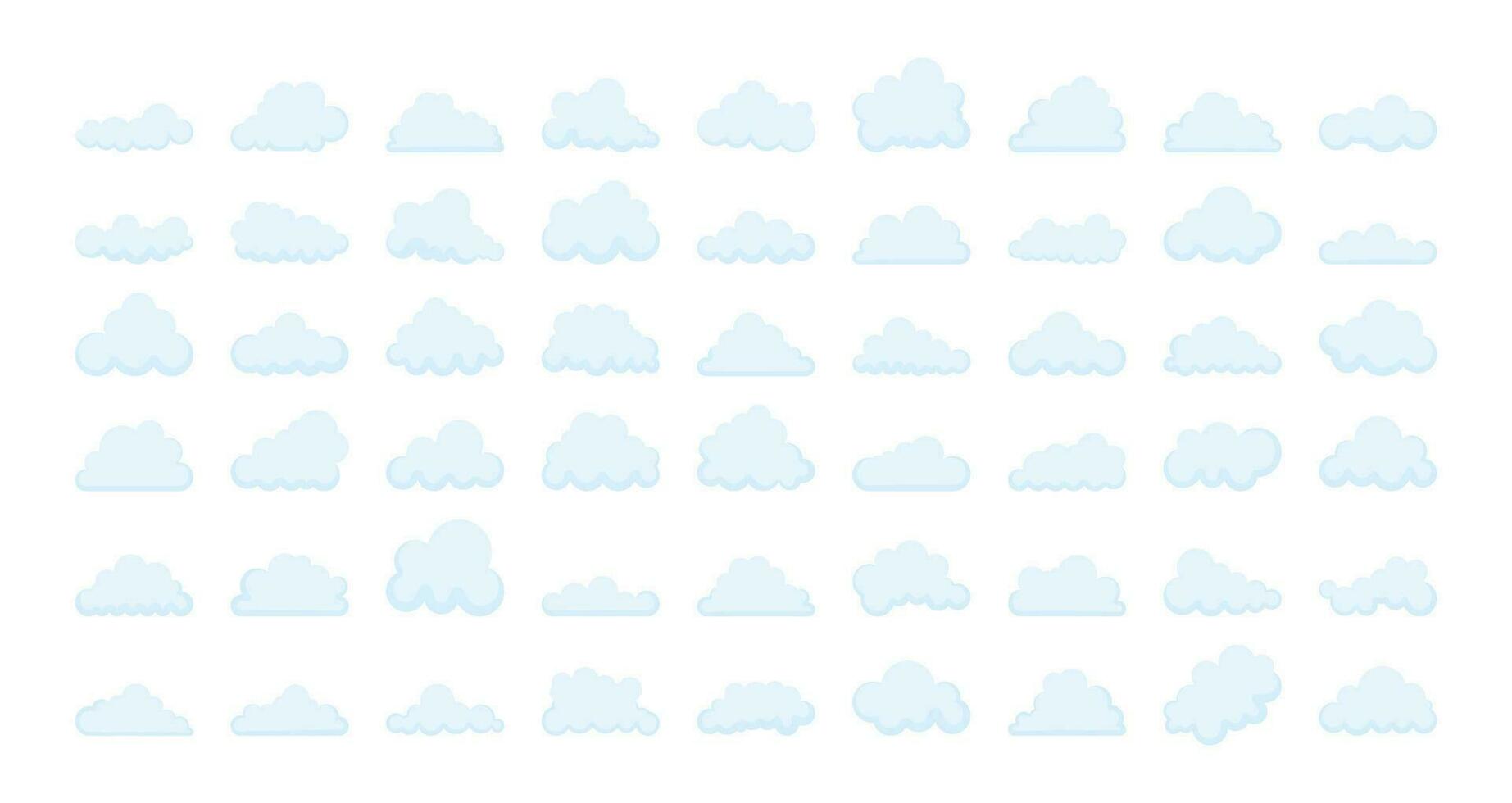 impostato di nuvole sagome. astratto bianca nuvoloso impostare. vettore azione illustrazione