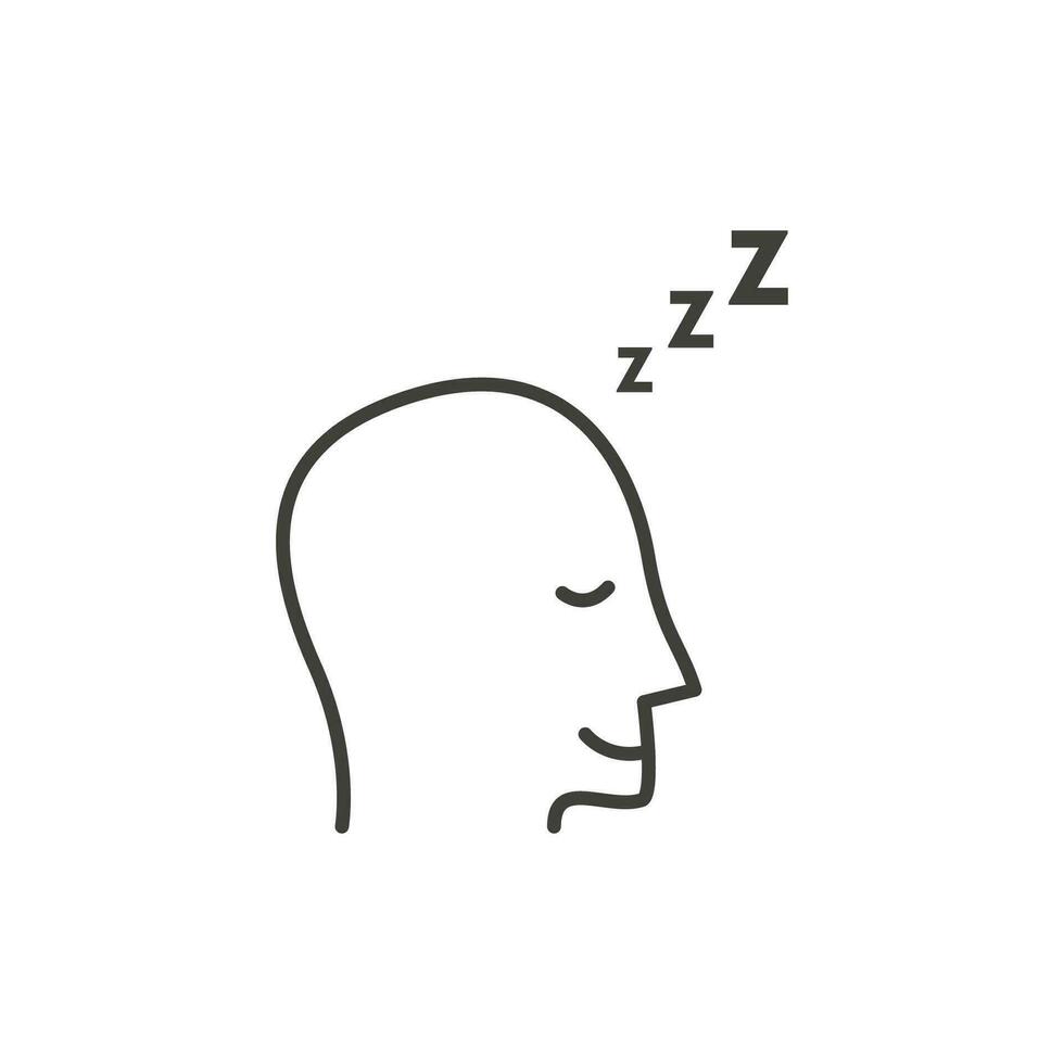 addormentato contento testa con Sorridi e addormentato suono schema magro linea icona. concetto di meglio bene suono dormire per salutare stile di vita. vettore illustrazione.