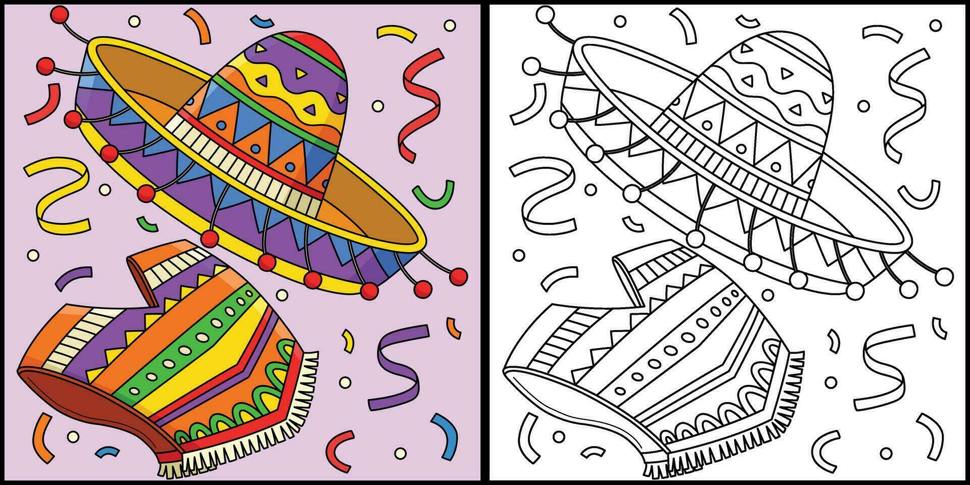 cinco de mayo sombrero e poncho illustrazione vettore