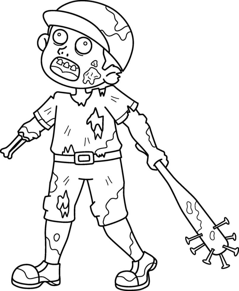 zombie Tenere un' baseball pipistrello isolato colorazione vettore