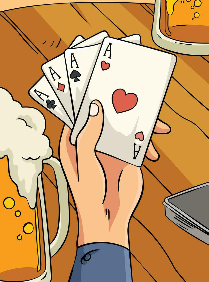 cowboy gioco carte colorato cartone animato illustrazione vettore