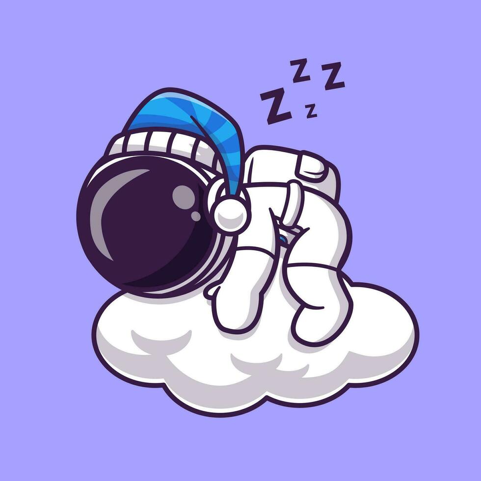 carino astronauta dormire su nube cartone animato vettore icona illustrazione scienza tecnologia icona concetto isolato premio vettore. piatto cartone animato stile