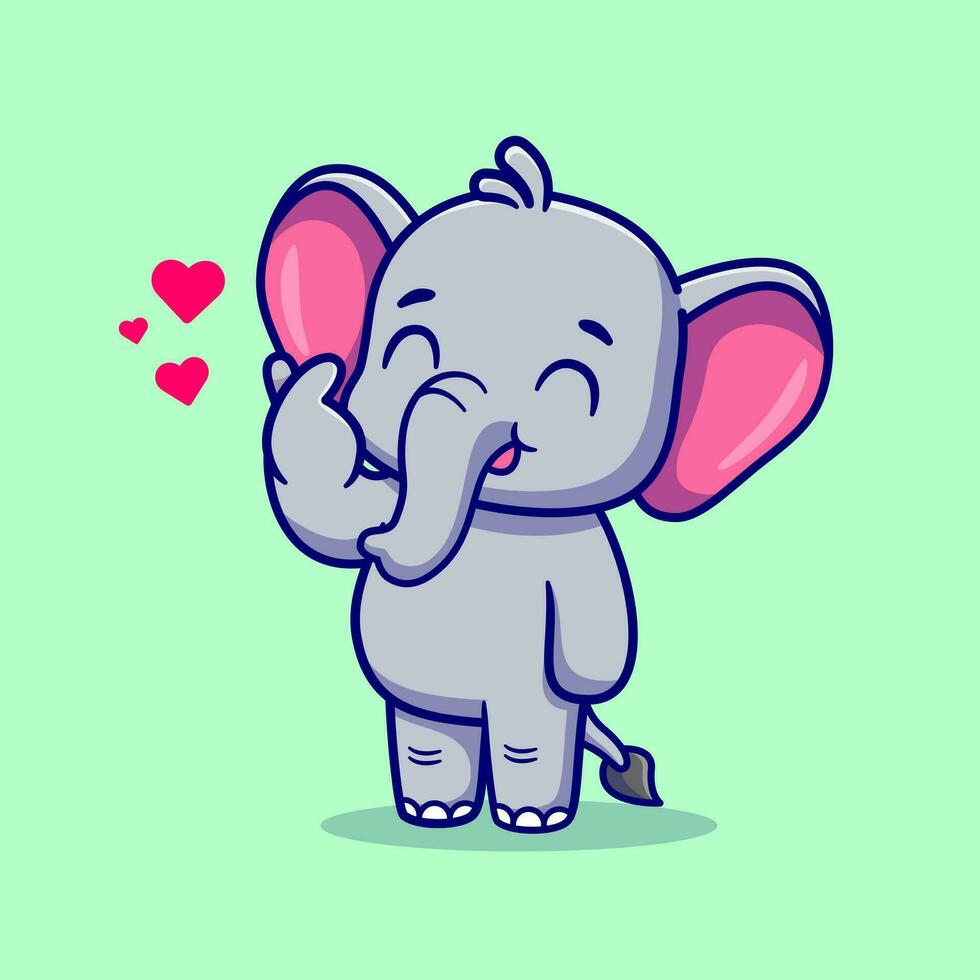 carino elefante con amore cartello mano cartone animato vettore icona illustrazione. animale natura icona concetto isolato premio vettore. piatto cartone animato stile