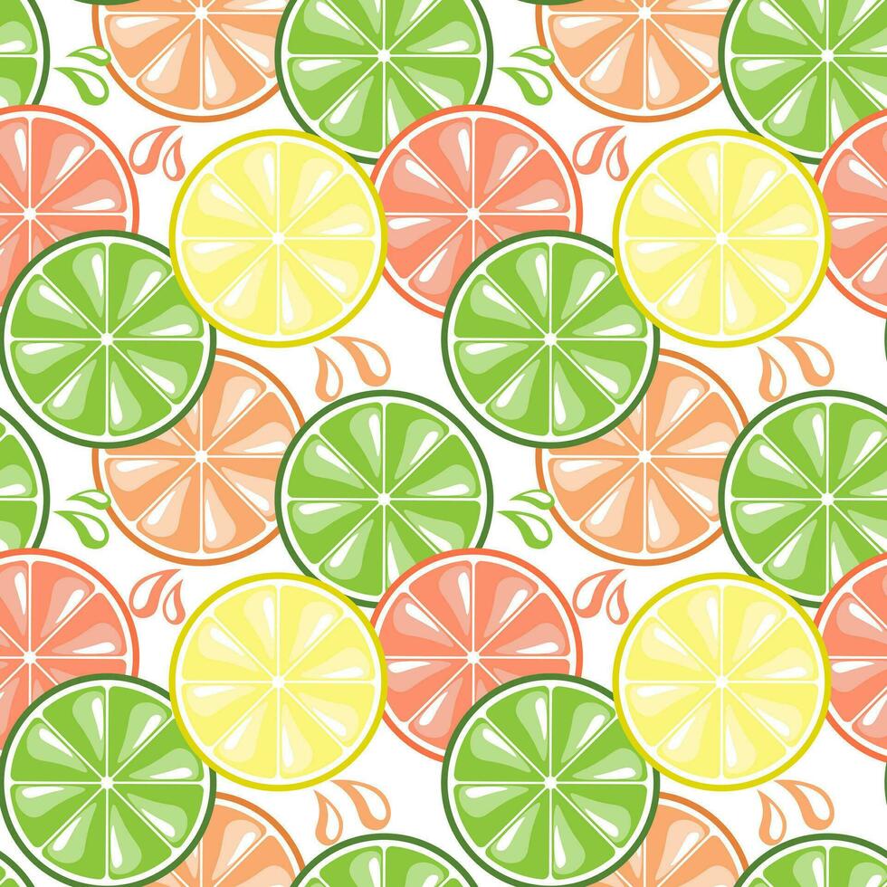 senza soluzione di continuità modello, fette di agrume limoni e arance su un' bianca sfondo. sfondo, tessile, vettore