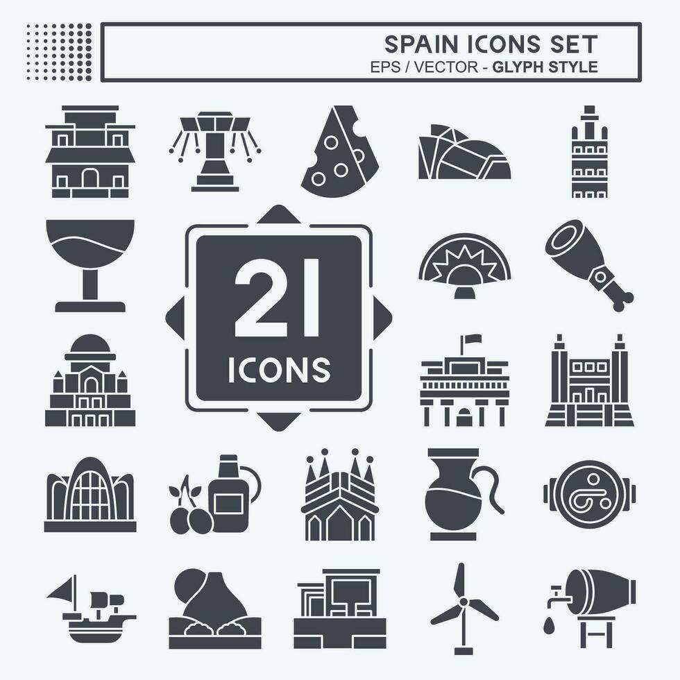 icona impostato Spagna. relazionato per vacanza simbolo. glifo stile. semplice design modificabile. semplice illustrazione vettore