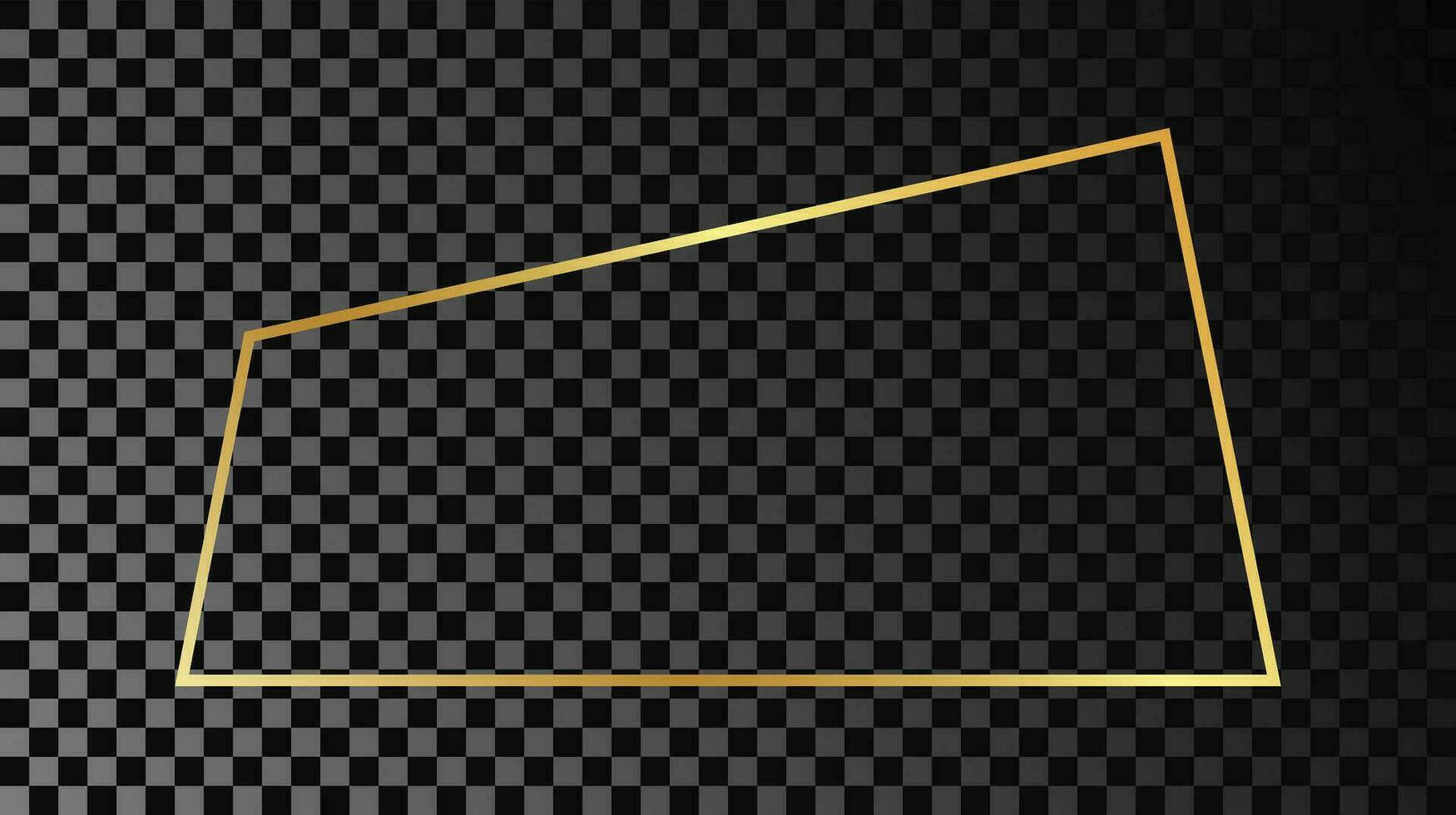 oro raggiante trapezio forma telaio isolato su buio sfondo. brillante telaio con raggiante effetti. vettore illustrazione.