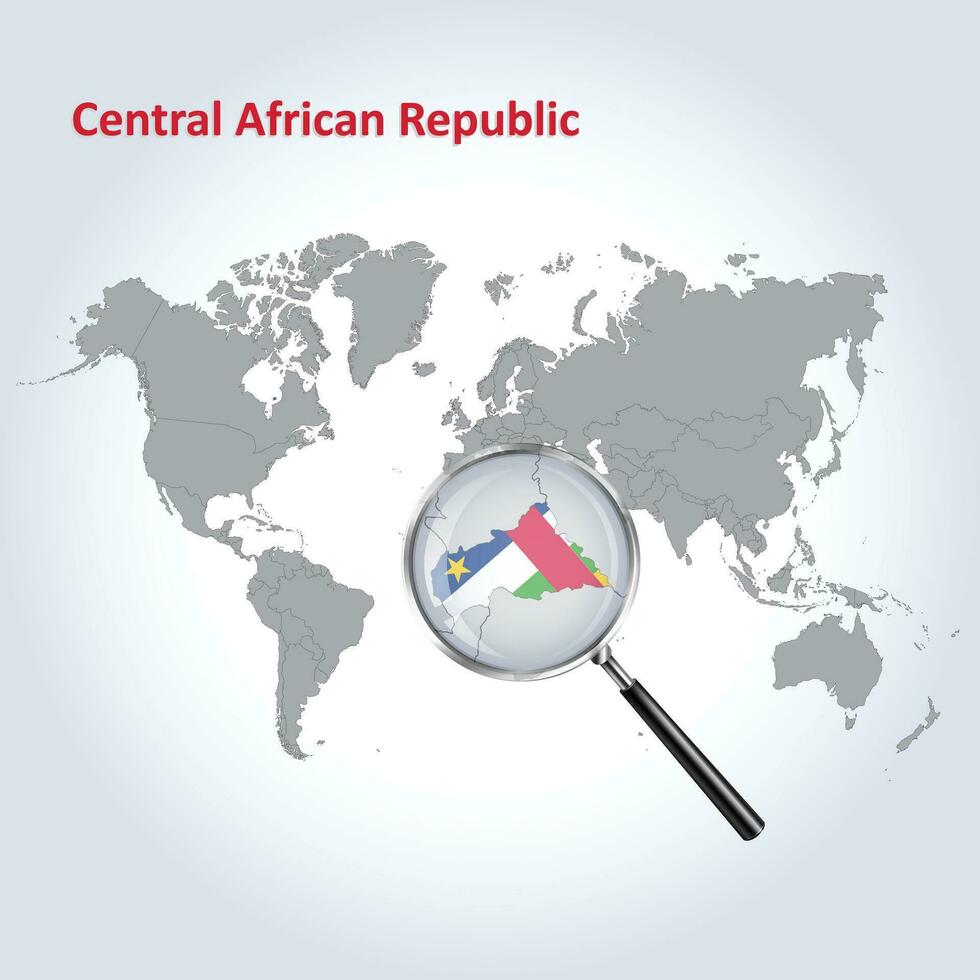 ingrandita carta geografica di il centrale africano repubblica con il bandiera e allargamento di mappe, vettore arte