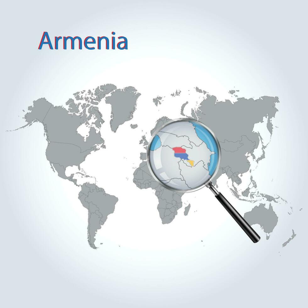 ingrandita carta geografica Armenia con il bandiera di Armenia allargamento di mappe, vettore arte