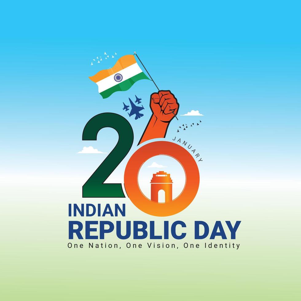 26th gennaio repubblica giorno di India celebrazione con contento indiano repubblica giorno modello bandiera design. contento repubblica giorno di India vettore