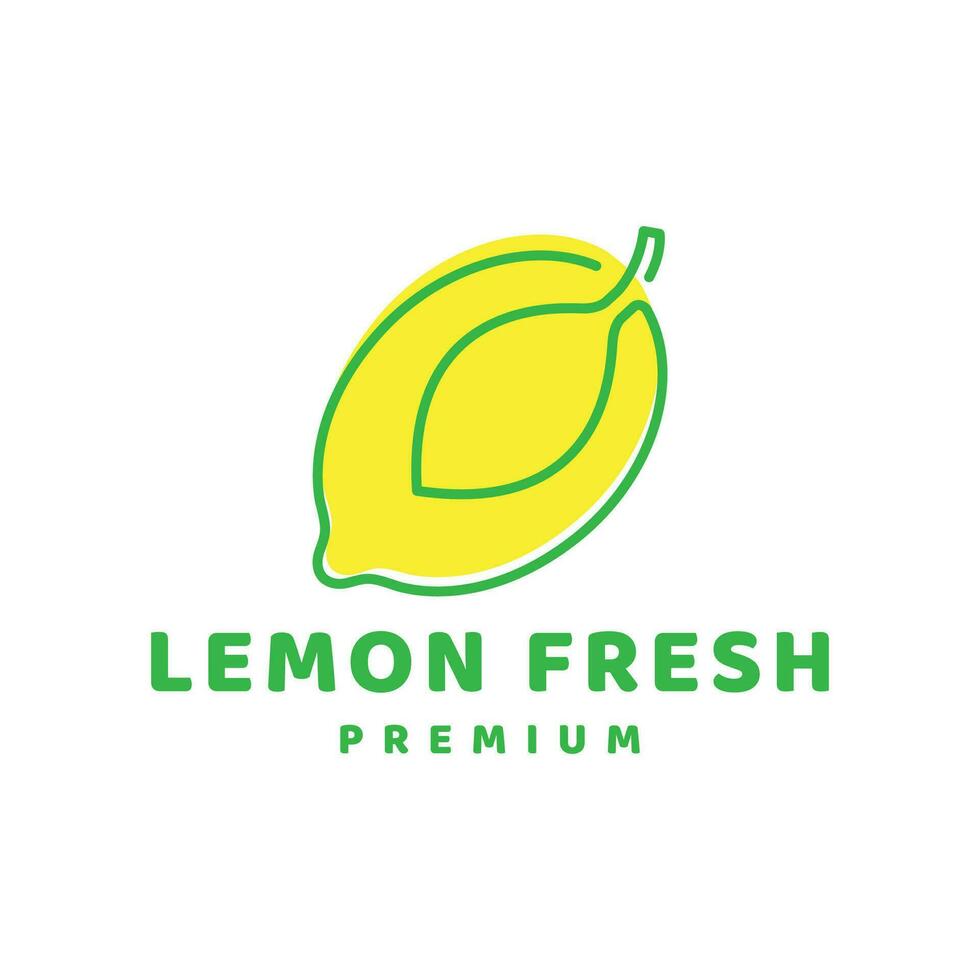 fresco Limone frutta logo linea arte stile vettore icona simbolo illustrazione design modello