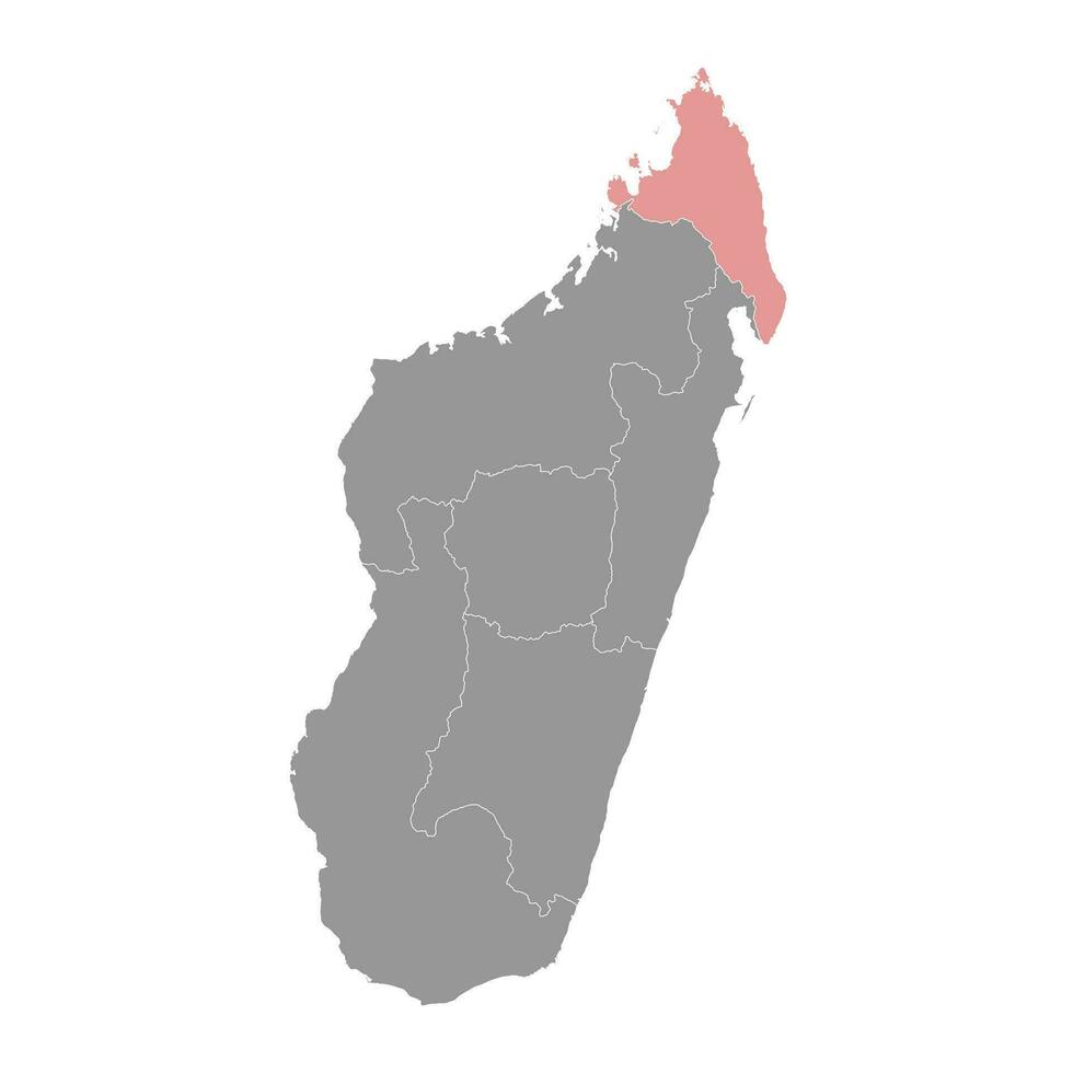 ansiranana Provincia carta geografica, amministrativo divisione di Madagascar. vettore illustrazione.