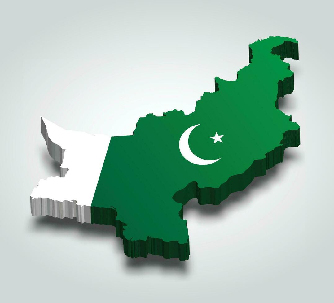 Pakistan 3d bandiera carta geografica vettore