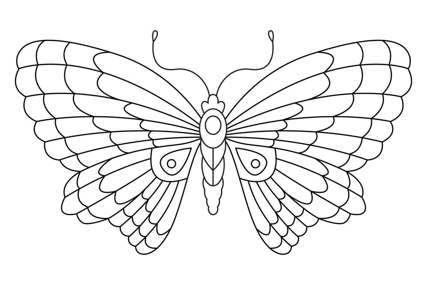 farfalla nero bianca isolato schizzo illustrazione. colorazione pagina per bambini e adulti. vettore