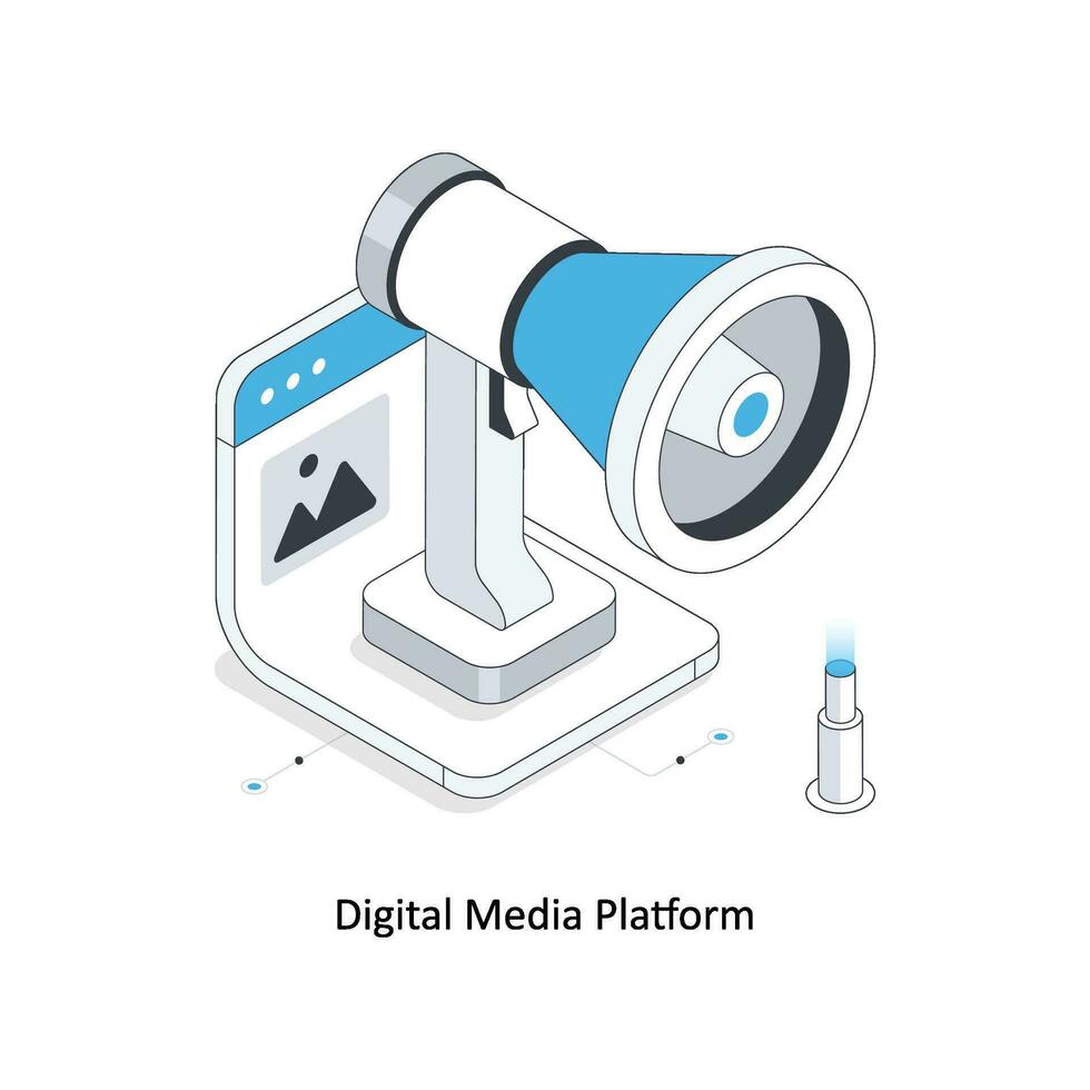 digitale media piattaforma isometrico azione illustrazione. eps file vettore