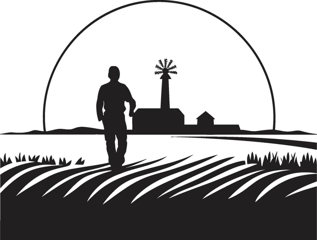 i campi eredità agricolo nero logo fattoria serenità vettore emblema design