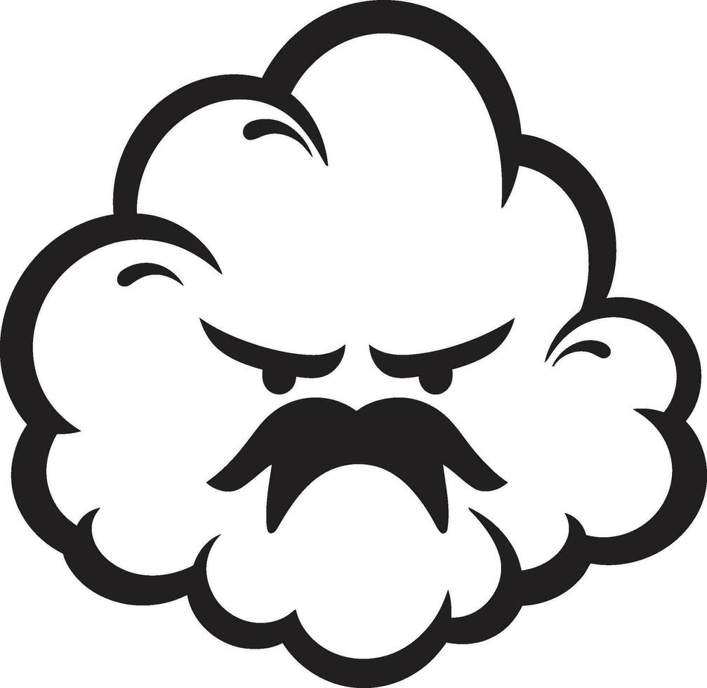 meditabondo tempesta nero arrabbiato nube emblema irritato vapore arrabbiato nube logo icona vettore
