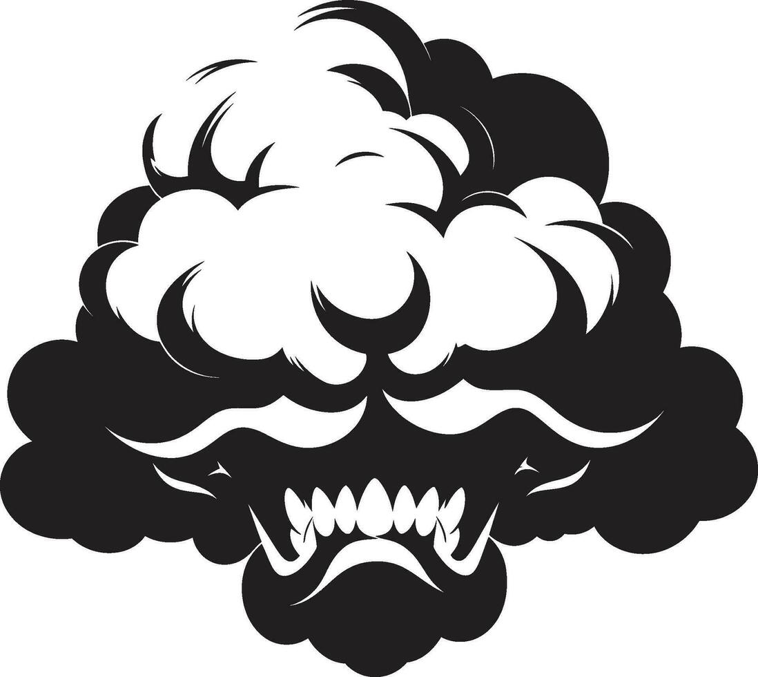 furioso testa di tuono vettore arrabbiato nube logo meditabondo burrasca nero cartone animato nube emblema
