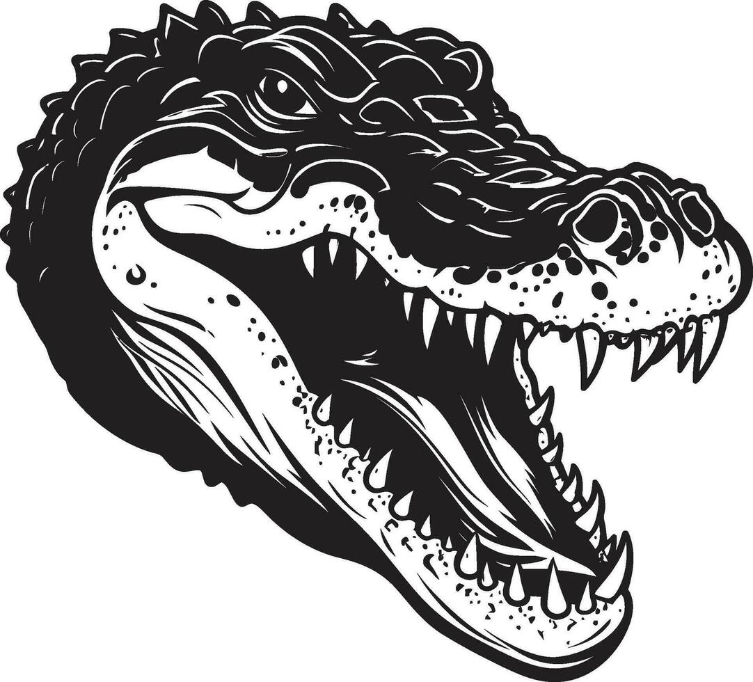 mistico maestà nero alligatore emblema fiume cacciatore vettore alligatore icona design