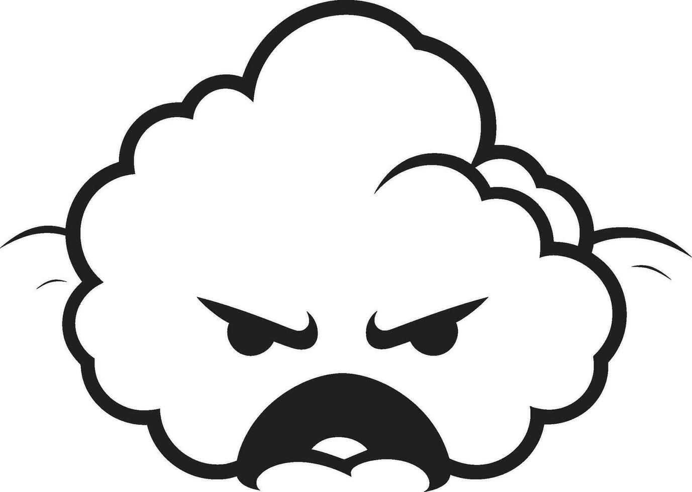 cupo testa di tuono nero nube cartone animato icona arrabbiato cumulo cartone animato nube vettore design