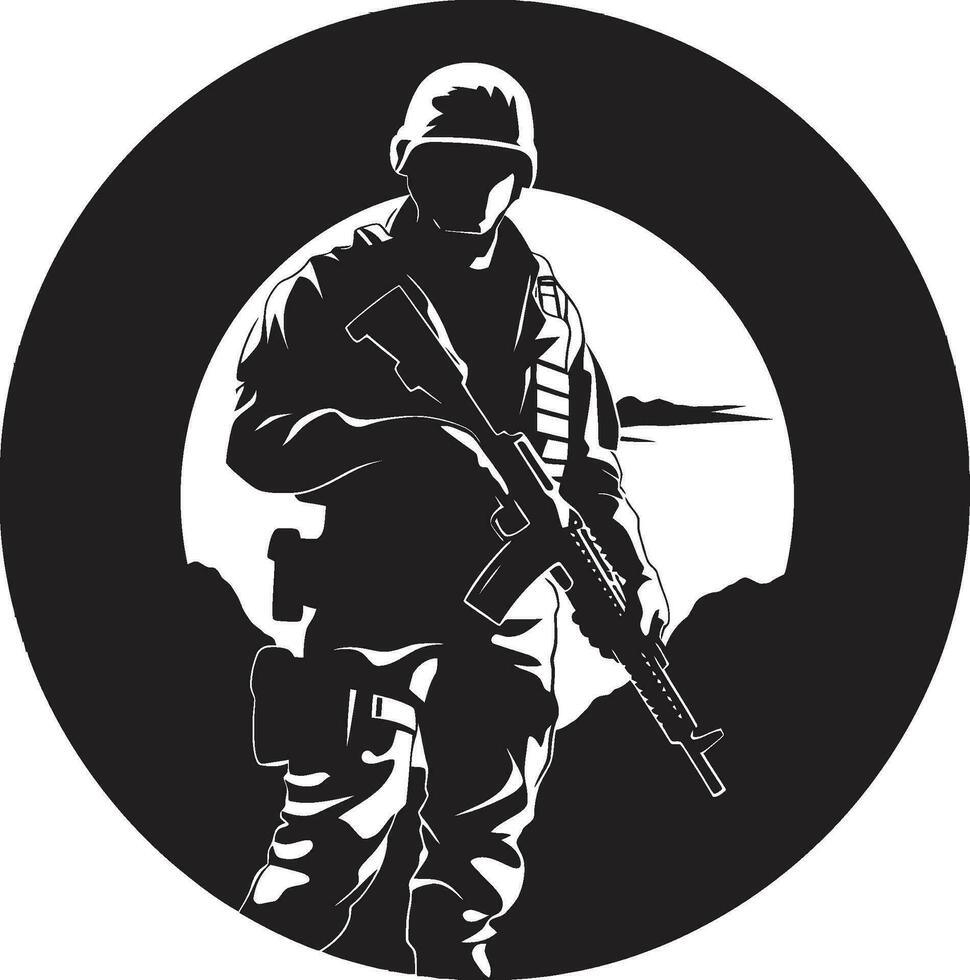 battaglia sentinella armato guerriero nero logo difensiva vigilanza vettore nero soldato