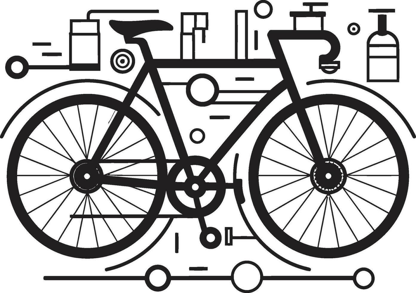 eleganteciclista nero bicicletta emblema cycleroute iconico bicicletta vettore design