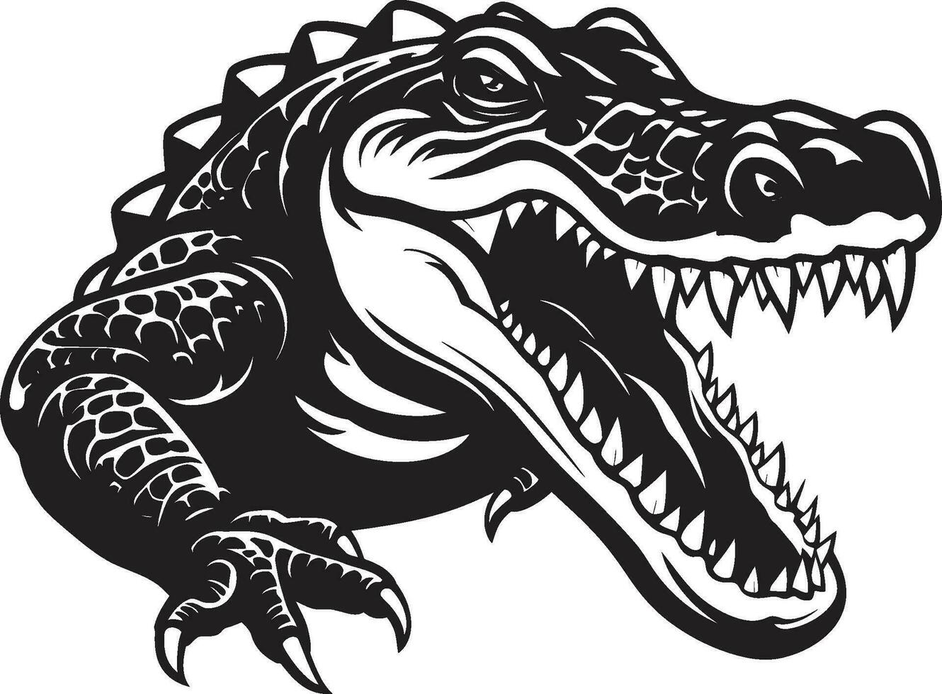 agguato scala re nero alligatore icona natura selvaggia predatore alligatore vettore logo