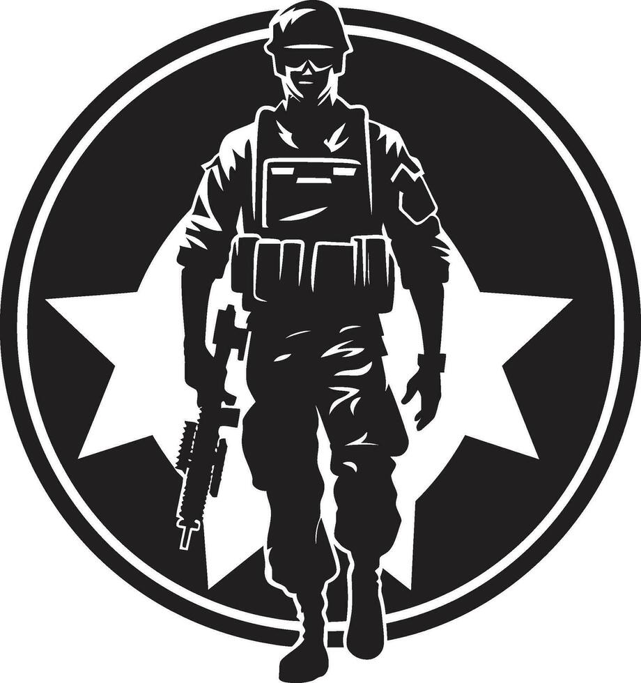 combattere veglia armato forze vettore design soldato S risolvere nero militare icona