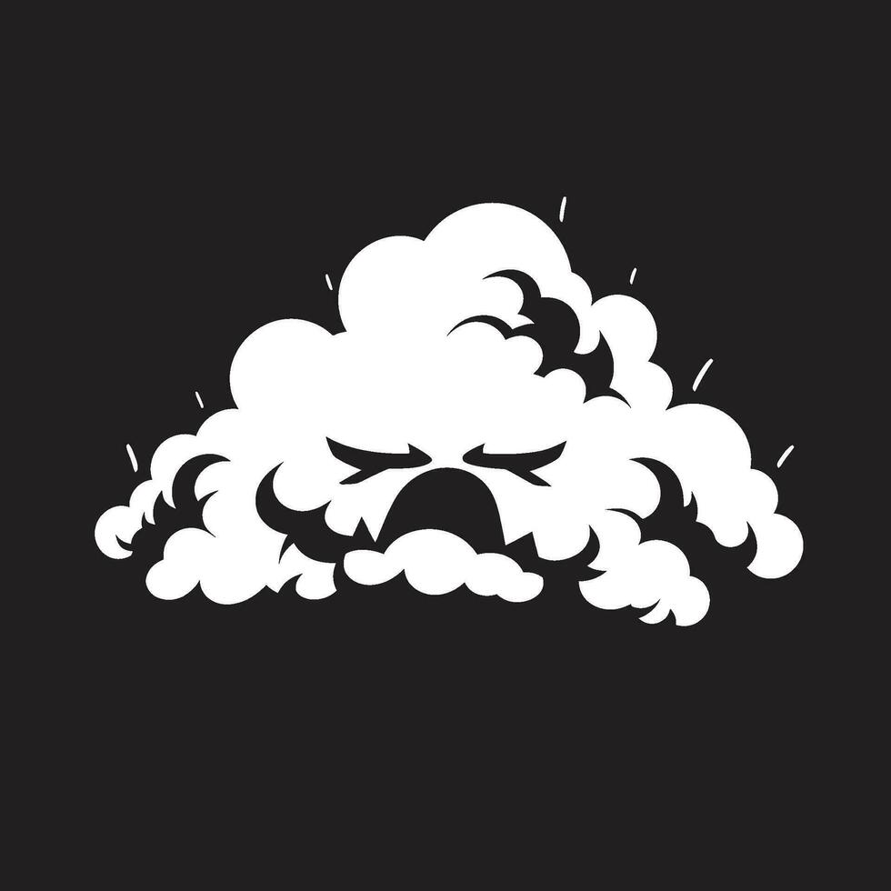 fragoroso burrasca arrabbiato nube icona design tempestoso furia cartone animato nube nero emblema vettore