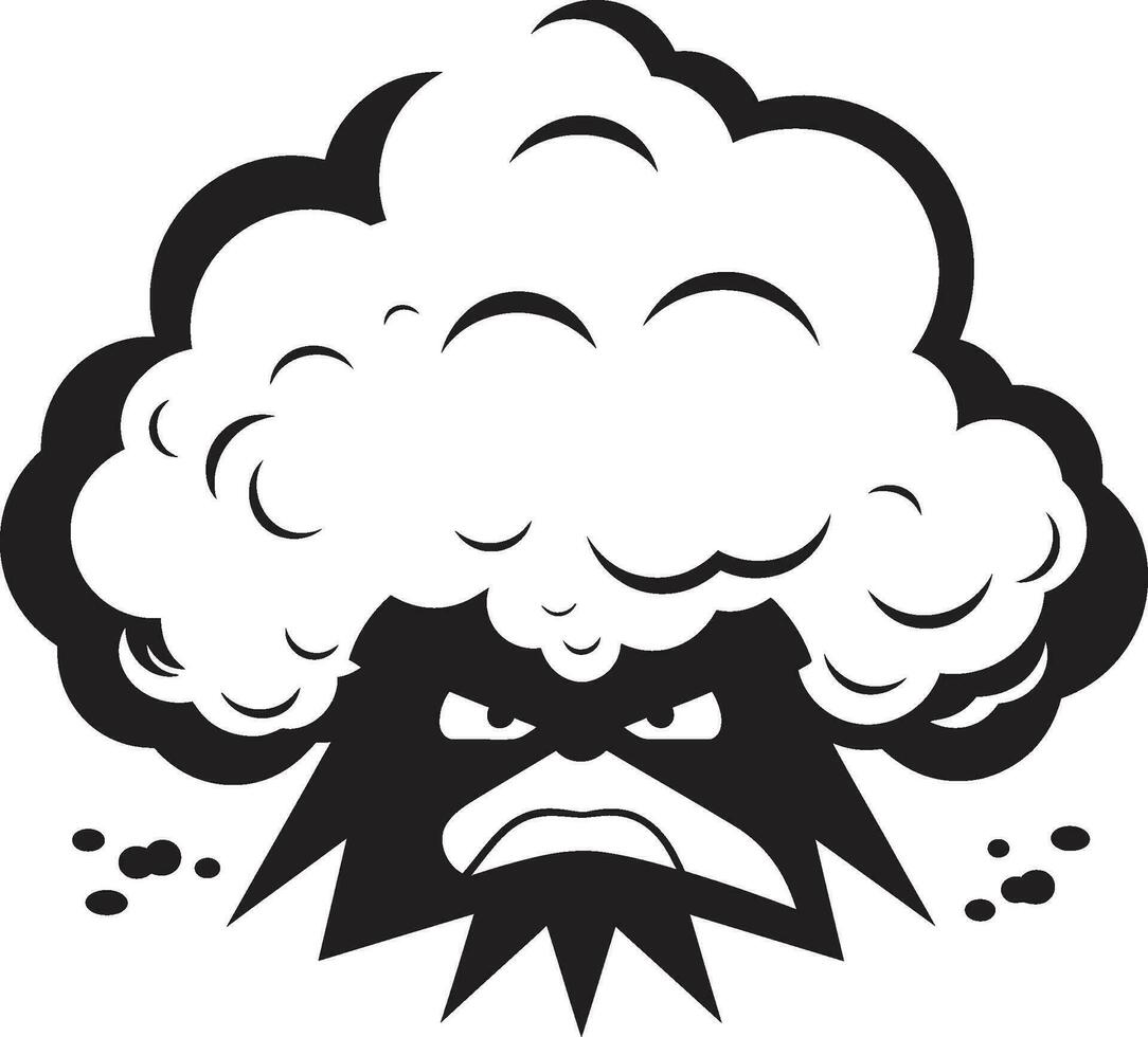 tempestoso vortice arrabbiato nube emblema design irritato nimbo nero cartone animato nube logo vettore